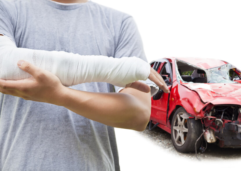man with car accident injuries